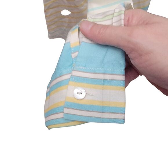 J. Jill 100% Silk Striped Button Up Top. Size L. - Picture 4 of 9